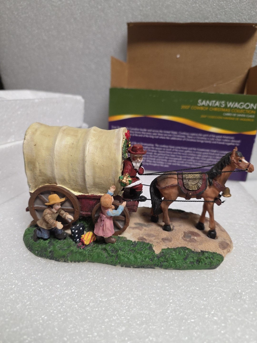 Santa’s Wagon 7.25″ Cowboy Christmas Collection Village Accessory w/Box 2007