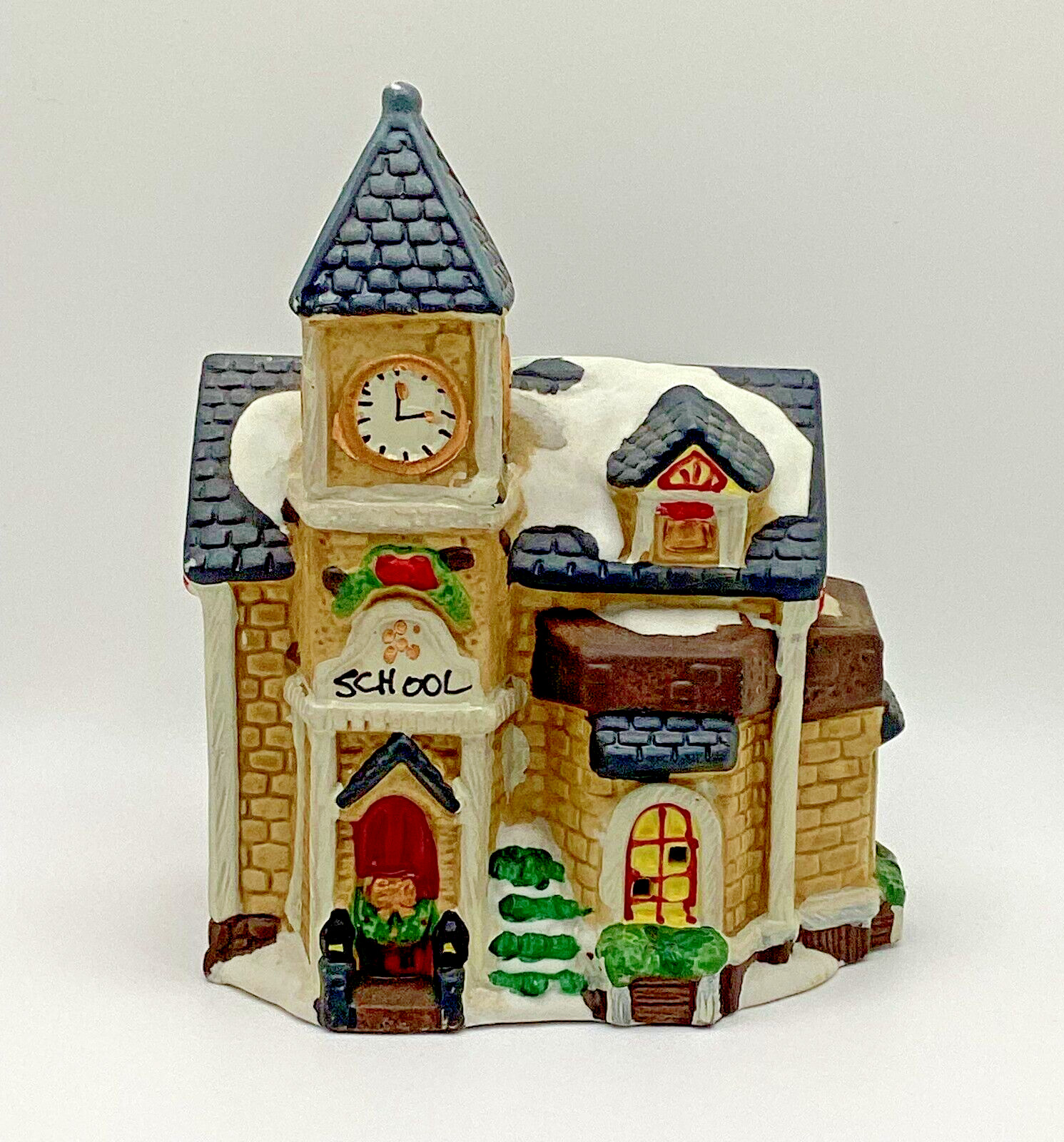 Cobblestone Corners Christmas Village School House Clock Tower 2005