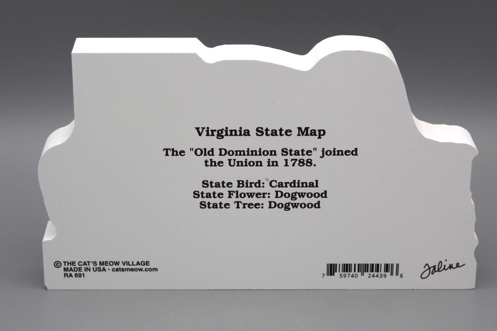Cat’s Meow Village Virginia State Map RA691 VA Wood Sitter Old Dominion