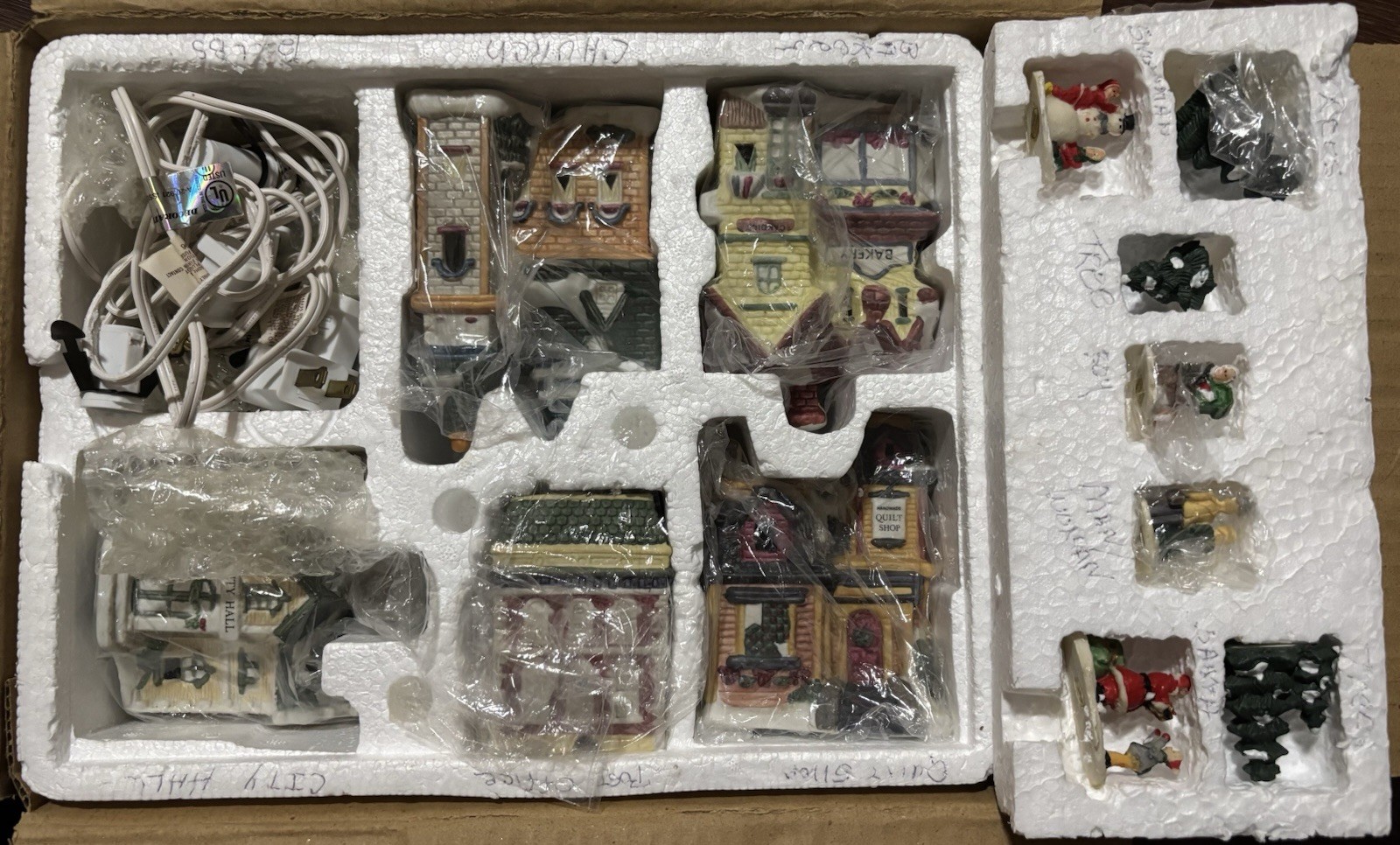Vintage Traditions 13 Piece Winter Village Church Bakery Quilt Shop City Hall