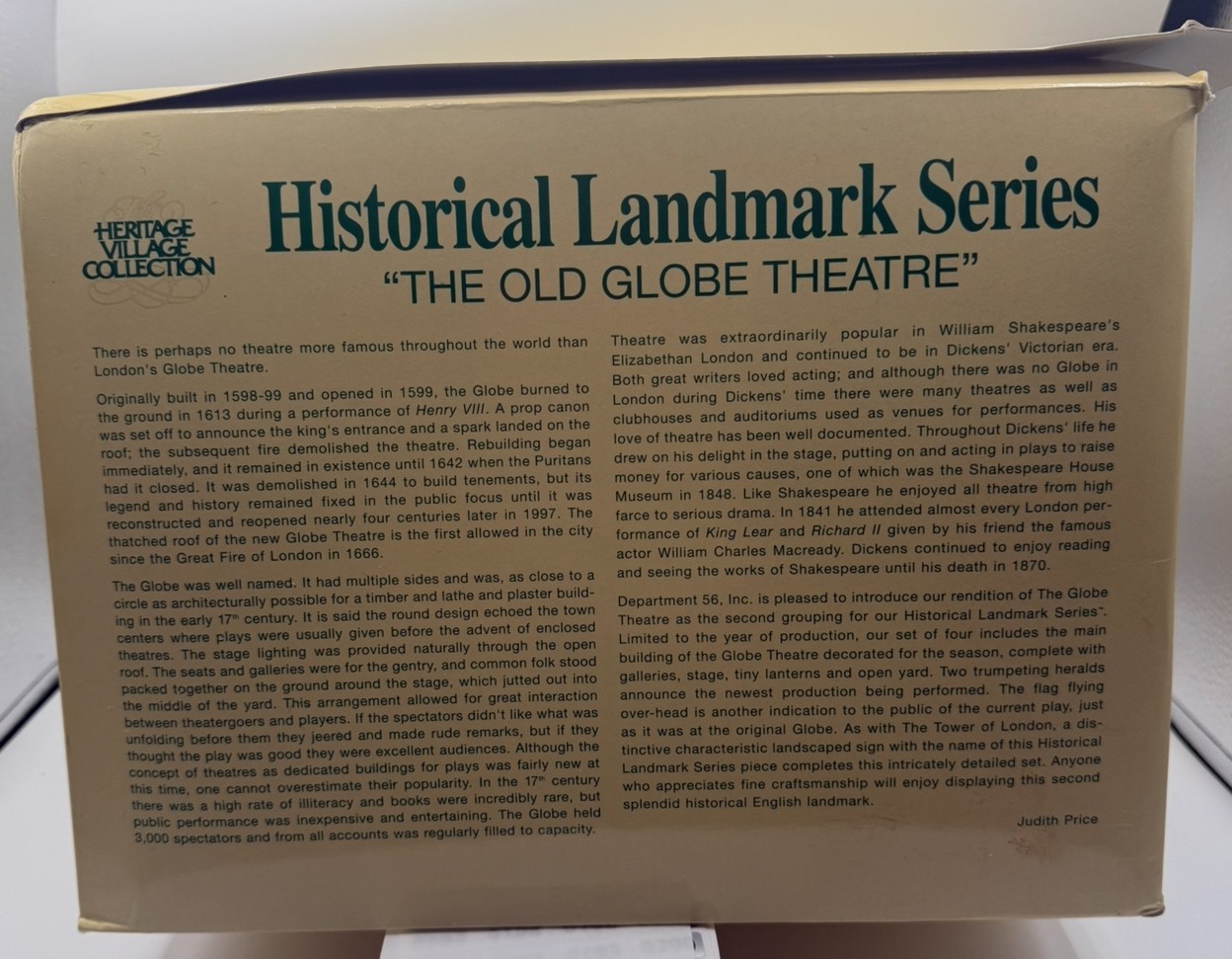 Dept 56 Dickens Village THE OLD GLOBE THEATRE 58501 MINT/NEW IN OPEN BOX