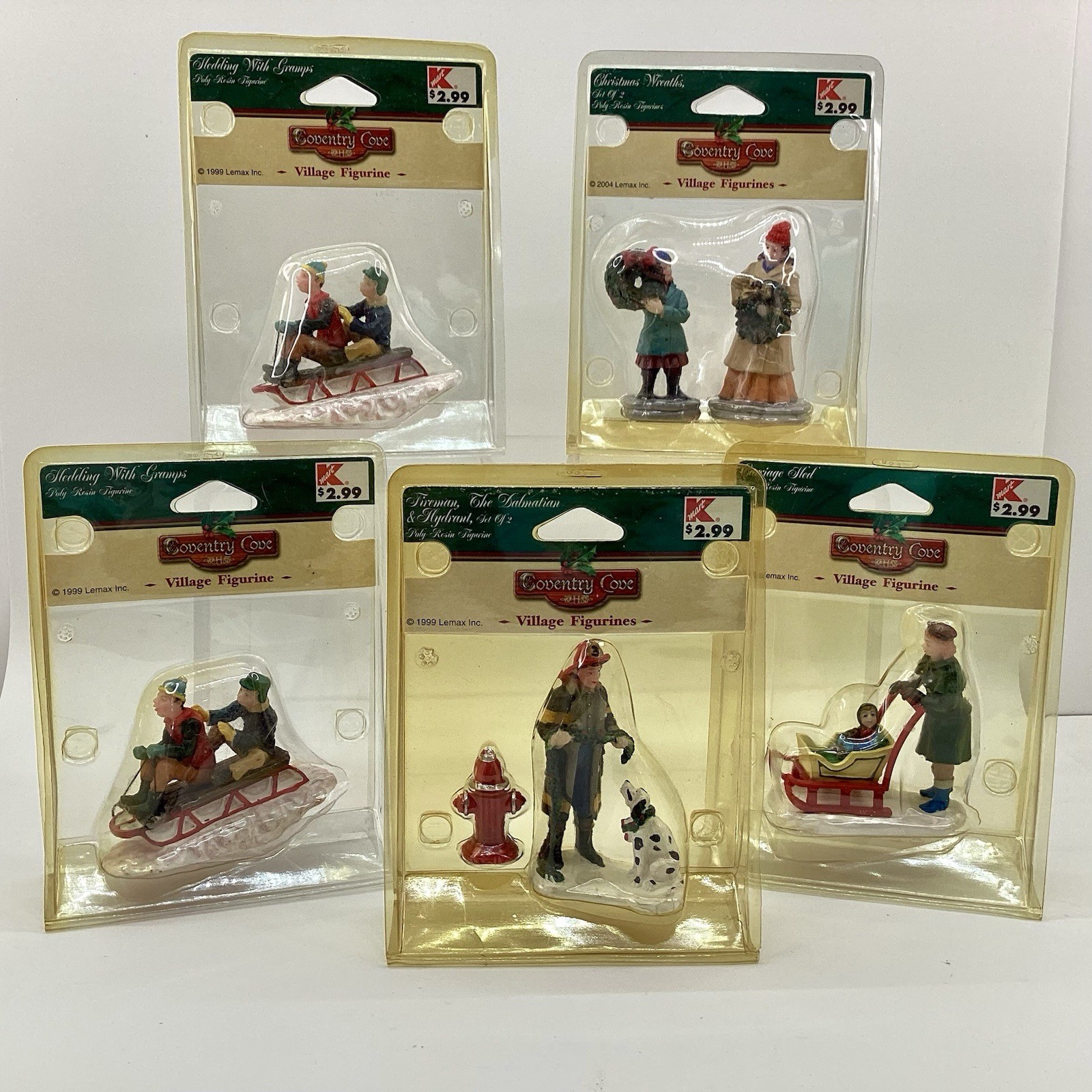 1999-2004 Lexmax Snow Village Characters “Coventry Cove” New In 5 Packages Kmart