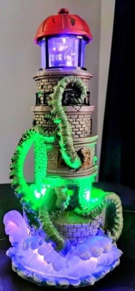 Pumpkin Hollow FG Square Lighthouse Attack-Excellent Cond.-Polyresin-LED Lites