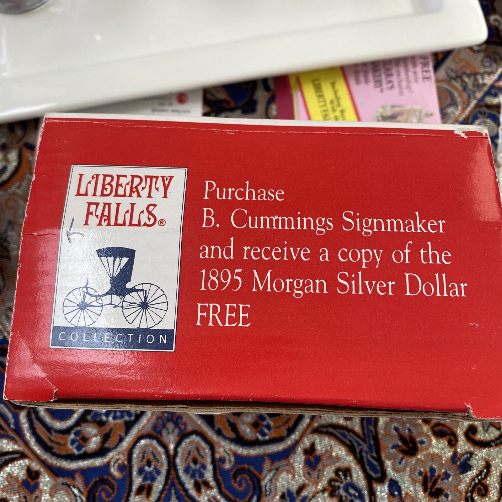 Liberty Falls B. Cummings Sign Maker With Replica Morgan Silver Dollar AH130
