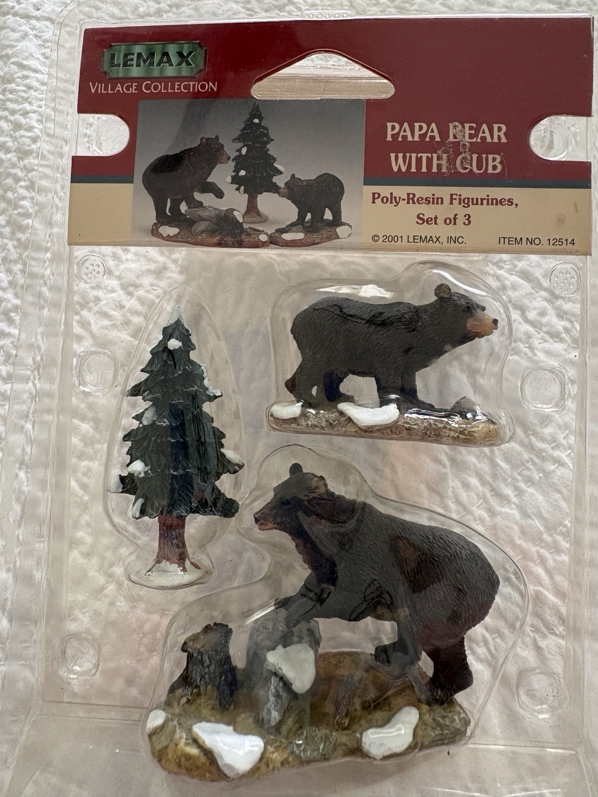 New! Lemax Village Train Scenery Nature Accents Papa Bear with Cub Evergreen