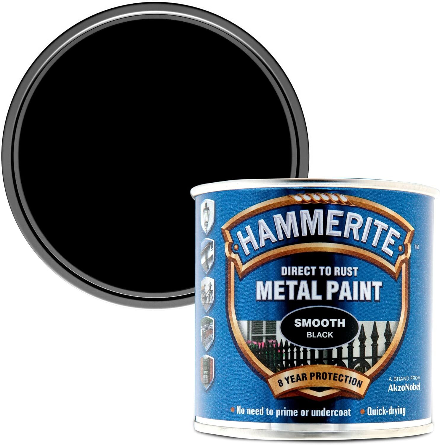 5084863 Direct to Rust Metal Paint – 8.45 Fl Oz (Pack of 1), Smooth Black