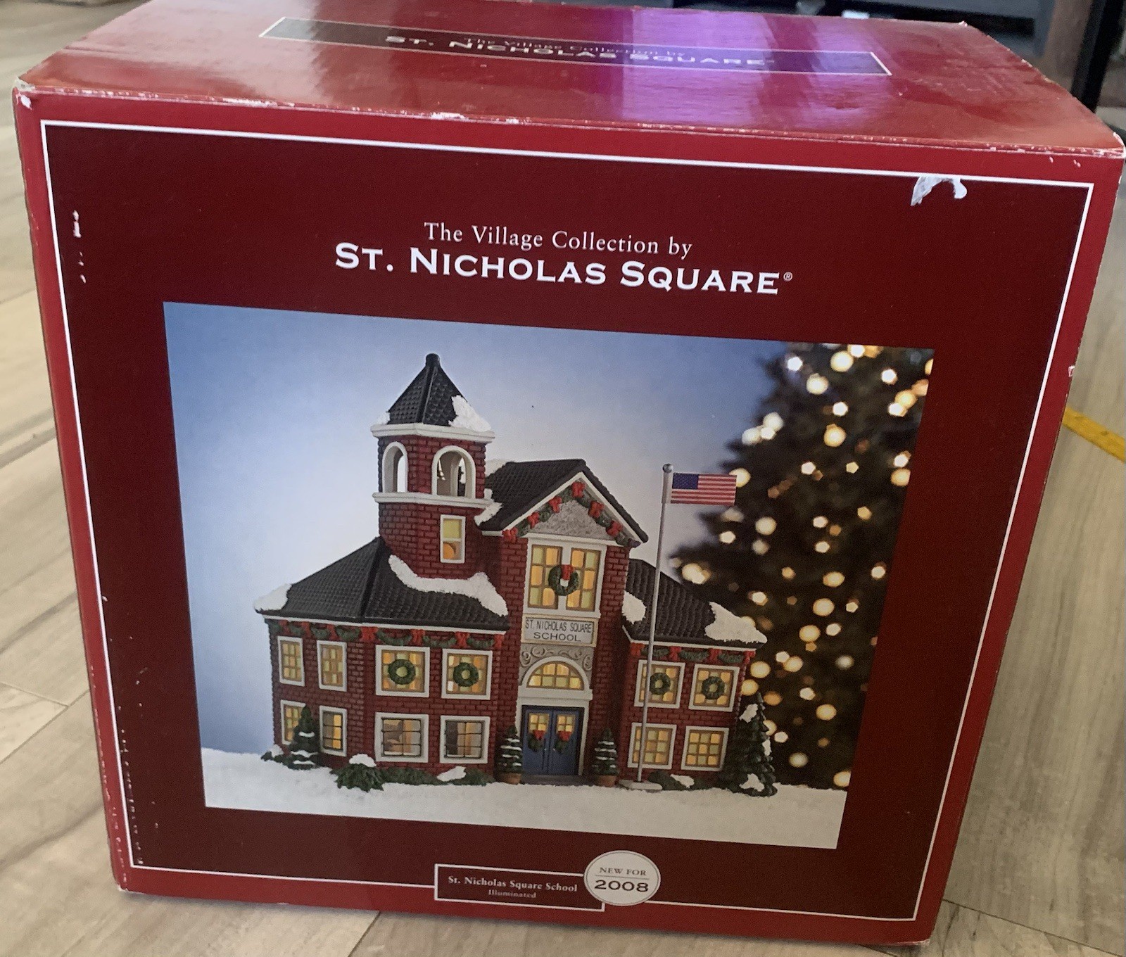St Nicholas Square School 2008 Christmas Village Lighted With Box Please Read
