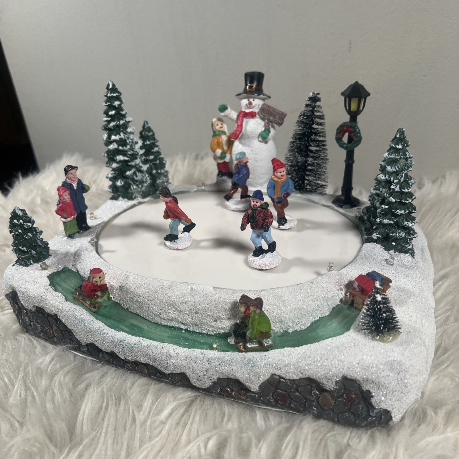 Christmas Village Skating Pond Animated Lighted Musical Snow Village Perfect