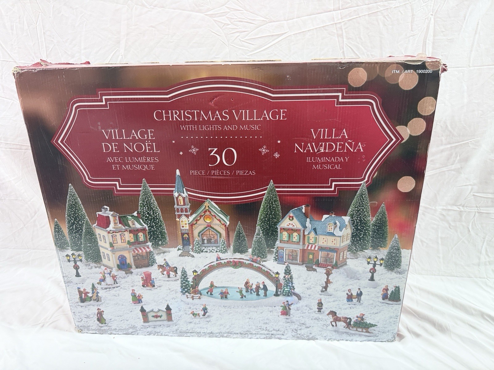 30-Piece Illuminated Musical Christmas Village Set, Boxed, Multicolor Indoor