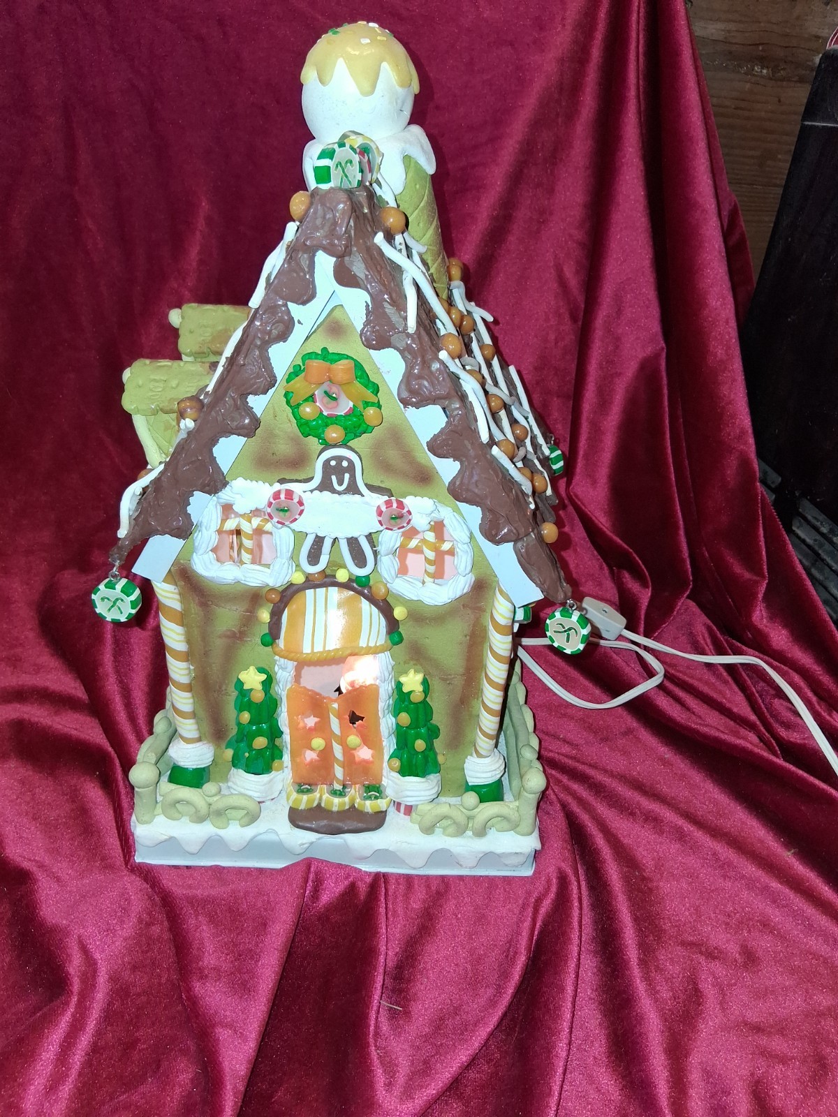 Gingerbread house Village accessory candy peppermint striped tree Xmas home deco