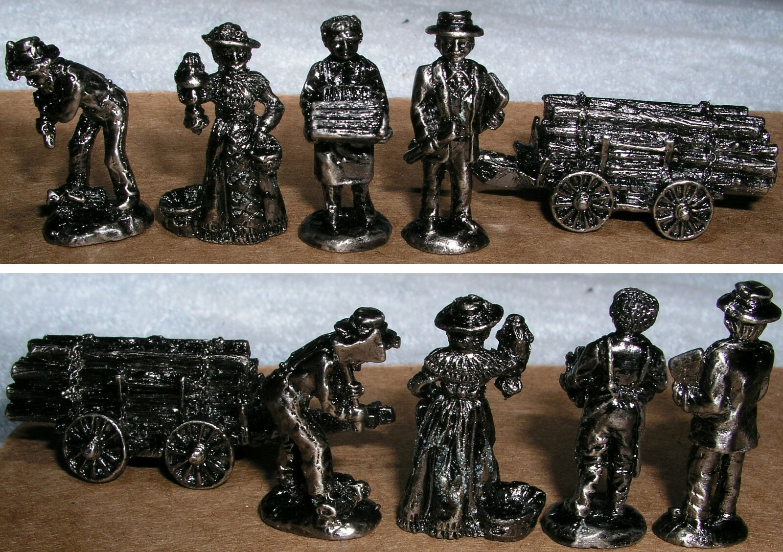 Liberty Falls Village 10 Mini Pewter Figures People Wagons Americana 1995 Mint