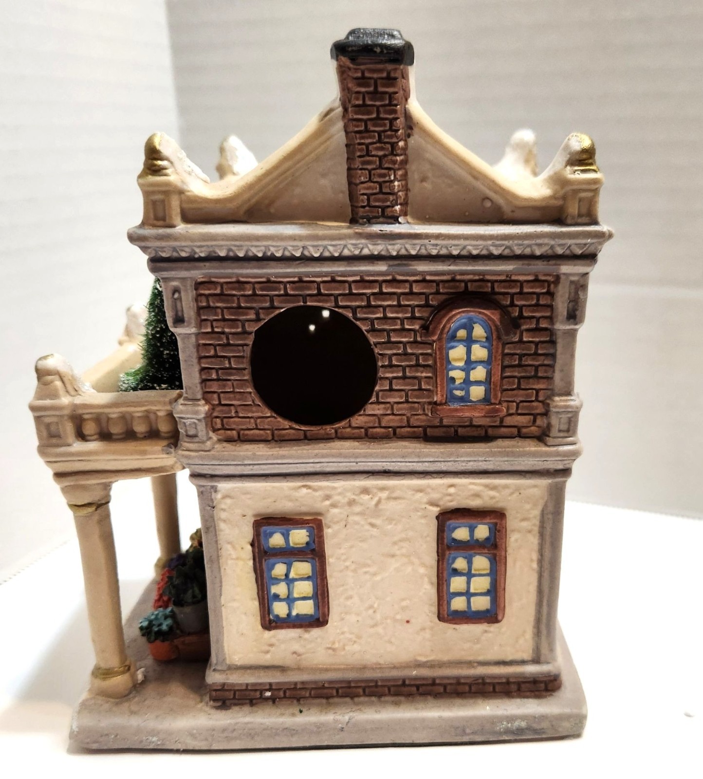 Hand-Painted Ceramic Flower Shop Christmas Village Figurine With Glitter Accents