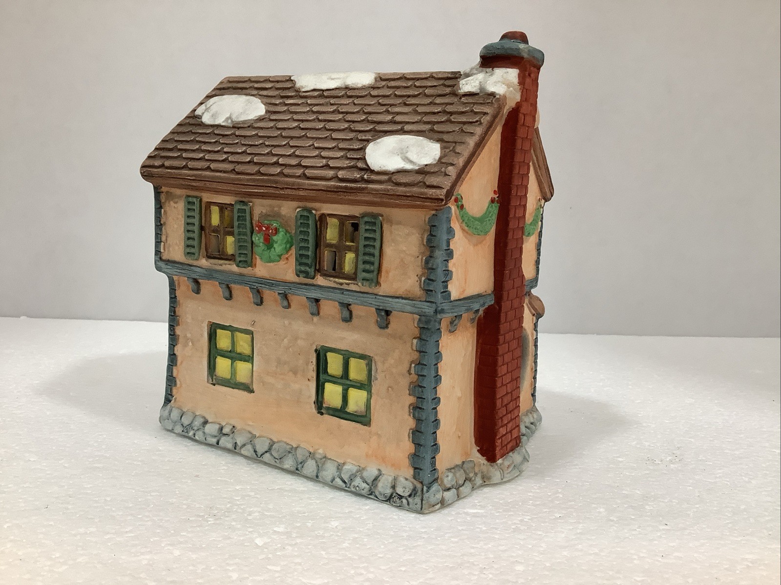Americana Porcelain Collectible “Cobbler” & “Woolen” Shop Illuminated Houses