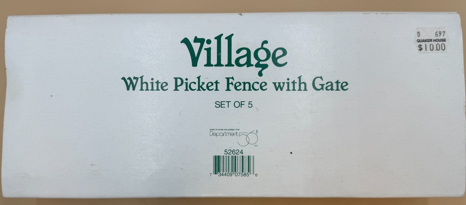 Dept 56 VIllage White Picket Fence WITH GATE Set Of 5