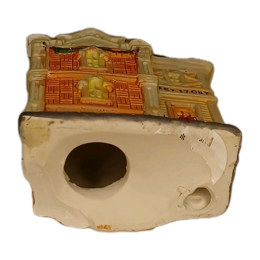 Vintage Christmas Village Pet Store Ceramic Light Up Building Putz MCM Style