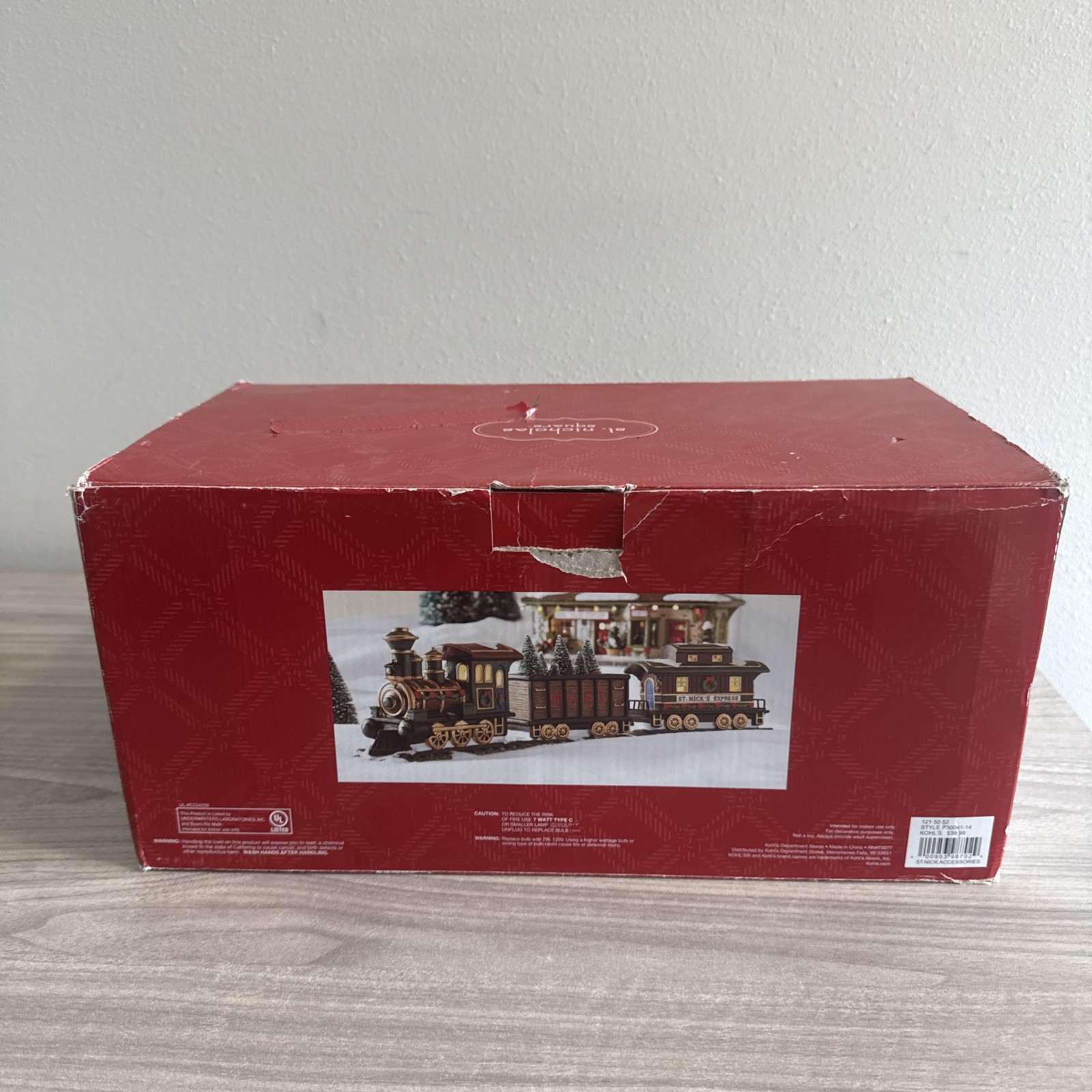 St Nicholas Square Lighted “Train Set Of 3″ Christmas Village 2008 St Nick’s Exp