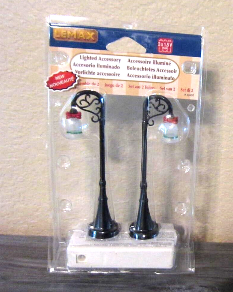Christmas Village Bell Ornament Lamp Post Set of 2 Lighted Accessory Lemax