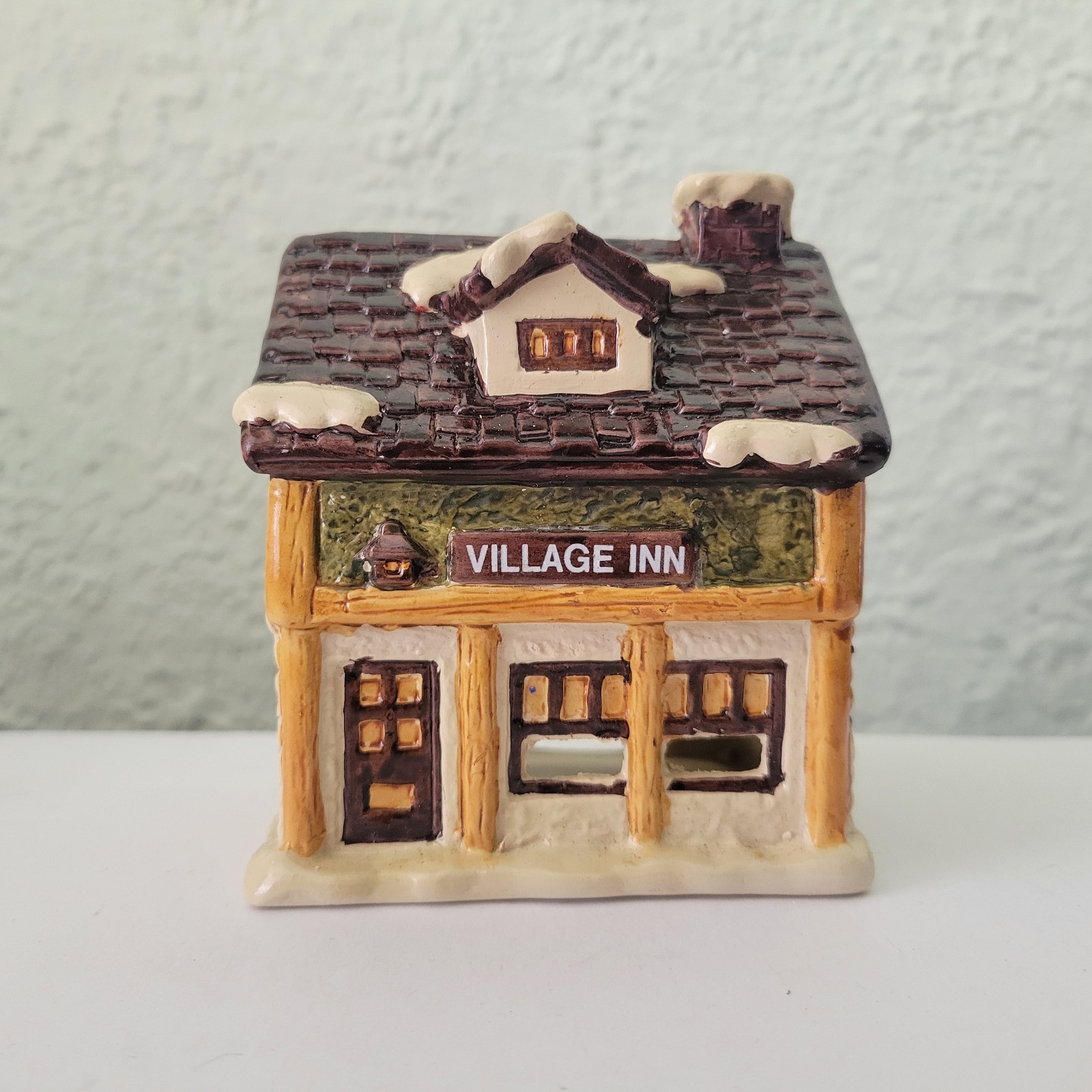 Vintage Dickens Village Ceramic Candle Holder The Village Inn Tea Light