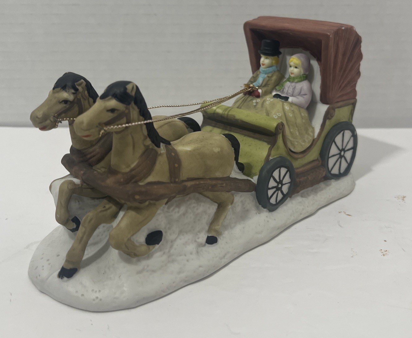 Horse Buggy Ride Christmas Village 7.5x3x3.75 Inch String Reins