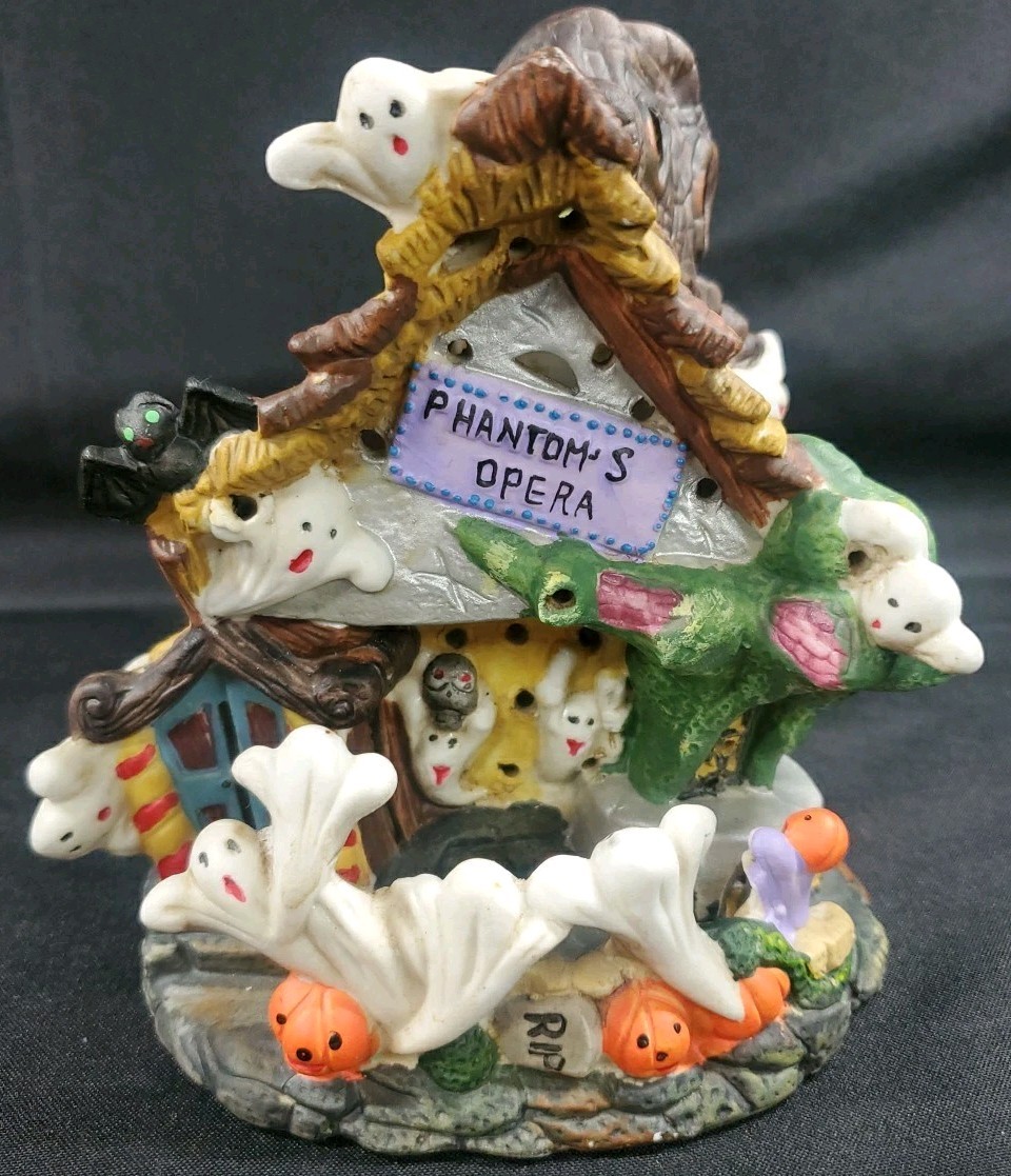 1998 Spooky Hollow Phantom’s Opera House 6″ Porcelain Halloween House No Light