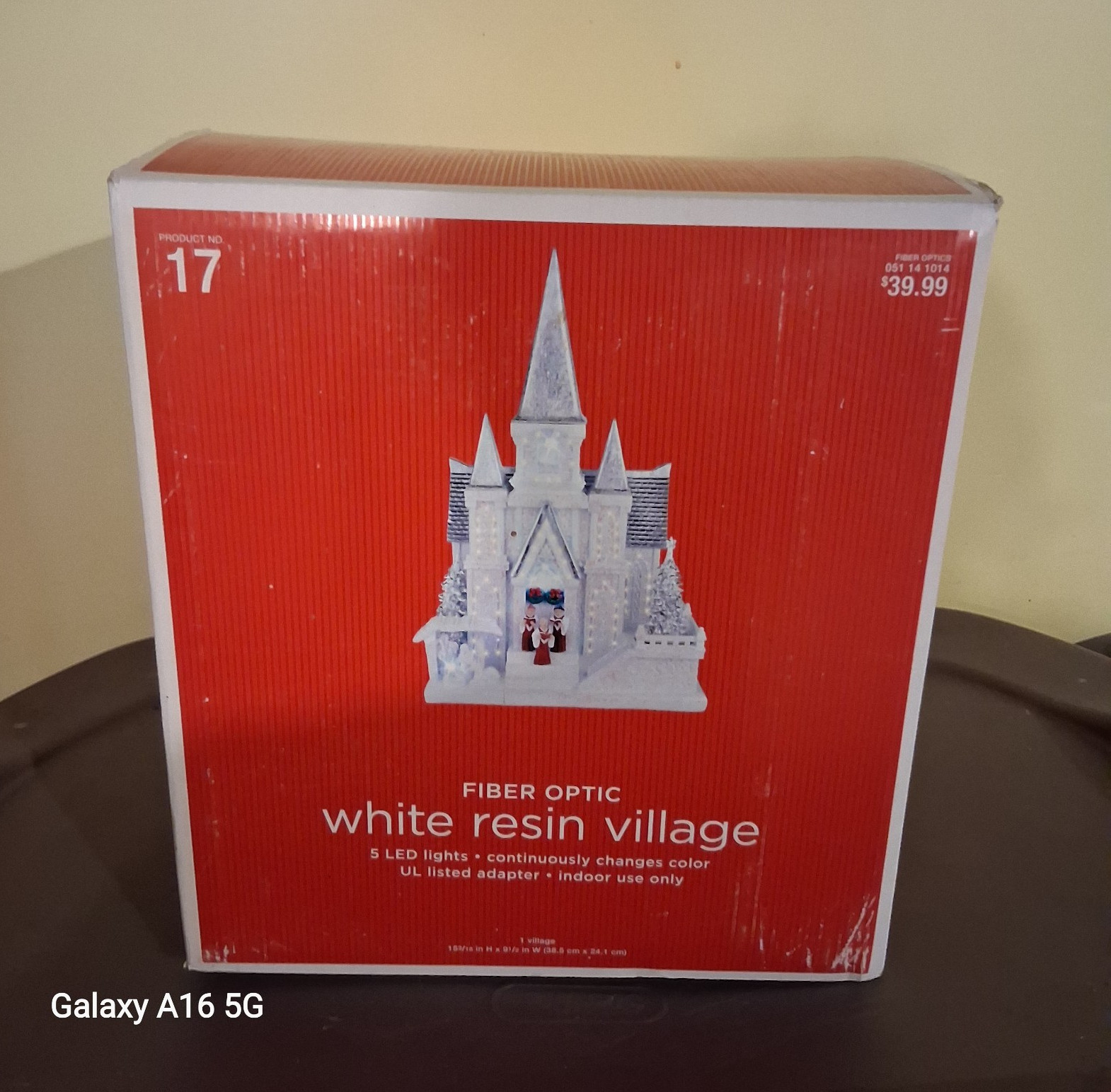 Fiber Optic White Resin Christmas Village Building, Illuminated Indoor Decor