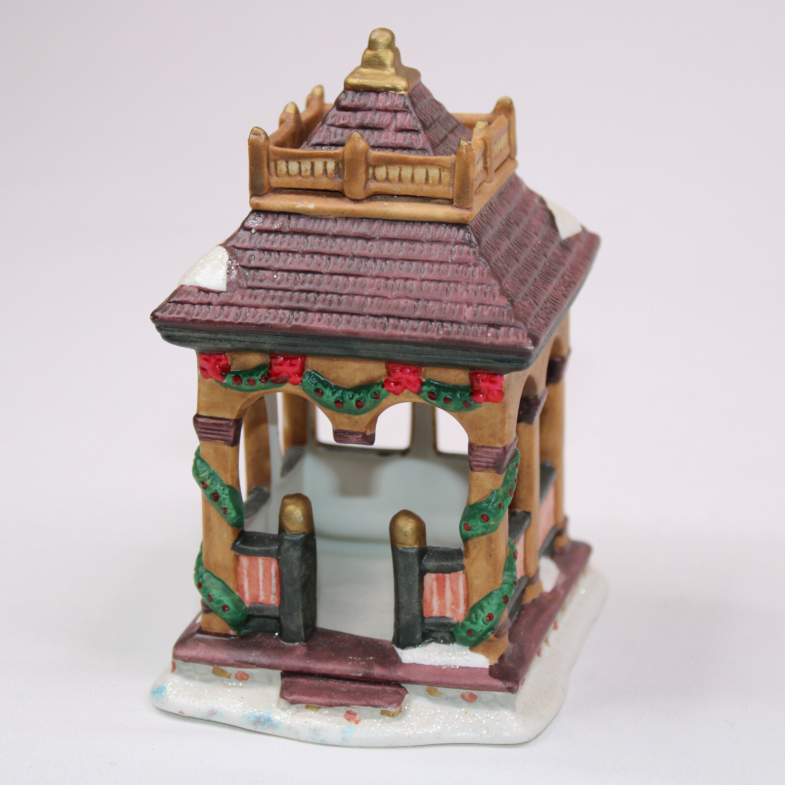 Christmas Holiday Gazebo Village Accessories Collection Red Bows Small Gazebo