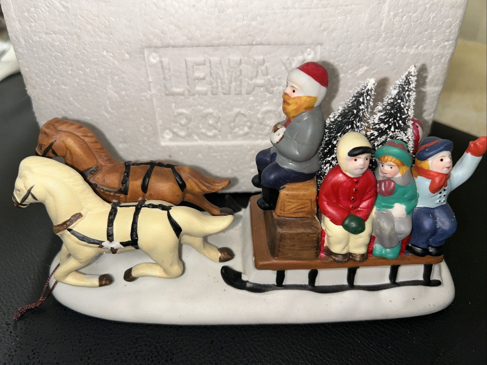 1993 Lemax Dickensvale Country Sleigh Ride Bottle Brush Trees Christmas Village