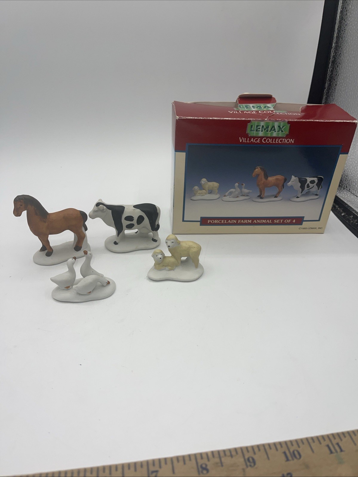 Lemax 1993 Village Christmas Memories Set of 4 Farm Animals Pre-owned Boxed
