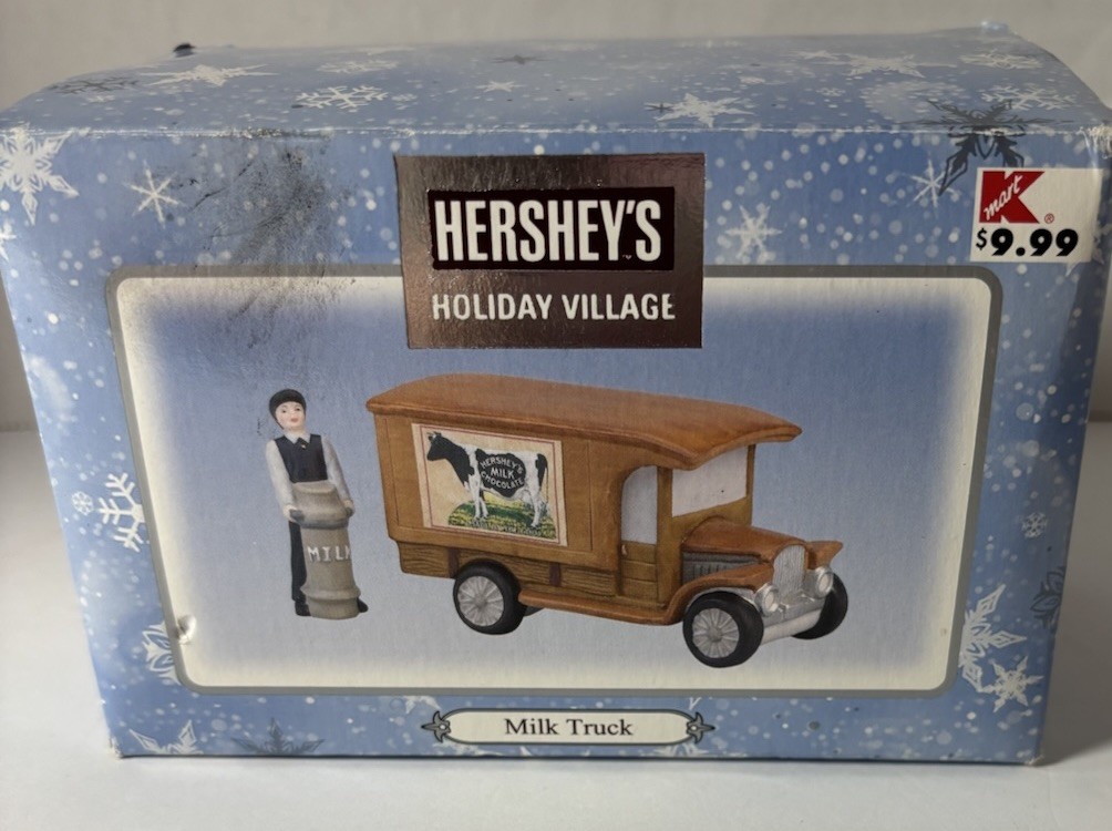 VTG 2001 Brass Key Hershey’s Christmas Holiday Village Ceramic Milk Truck w Box