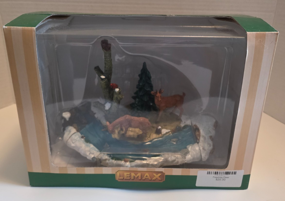 Lemax Poly Resin Feeding Deer 03327 Retired 2000 New w/box damage