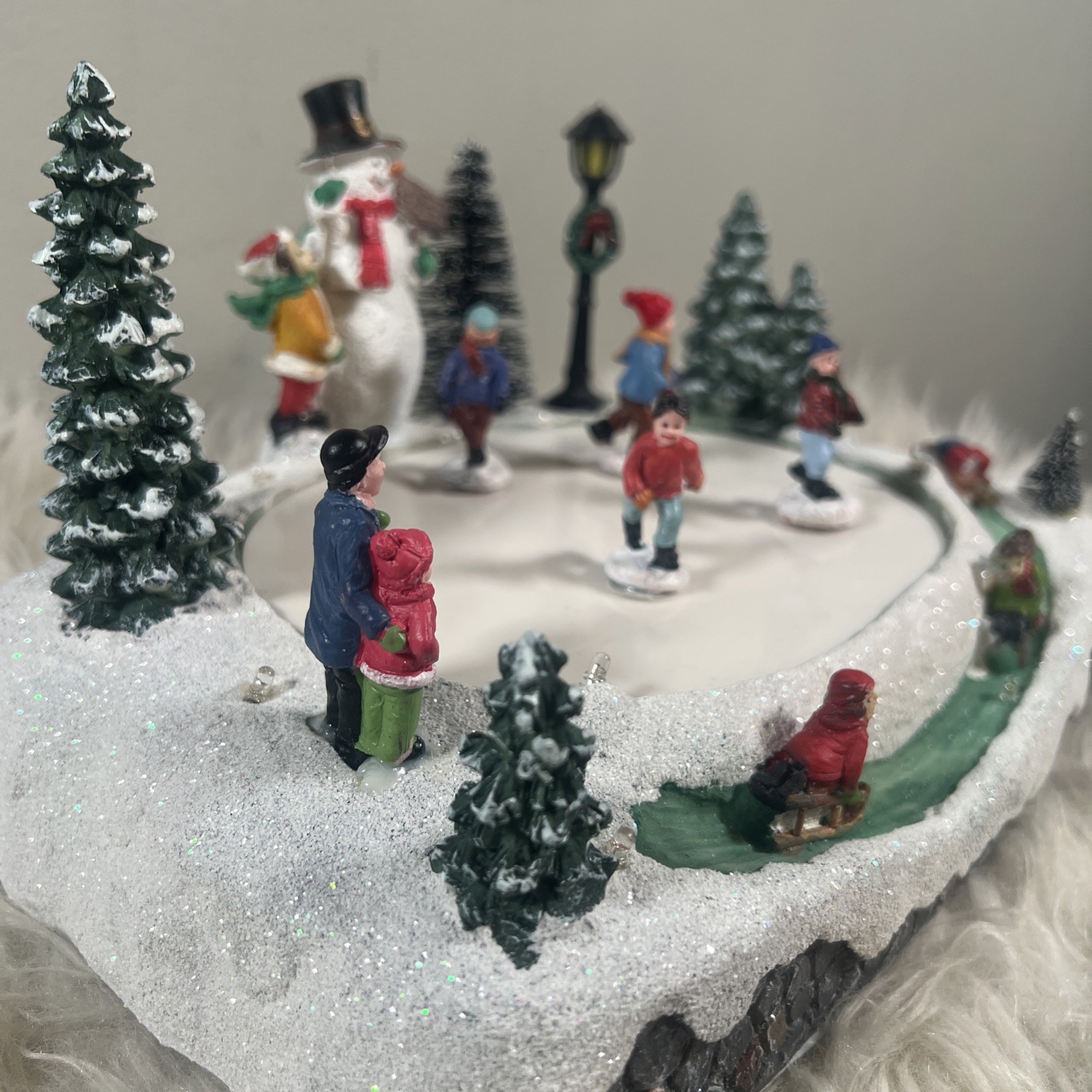 Christmas Village Skating Pond Animated Lighted Musical Snow Village Perfect