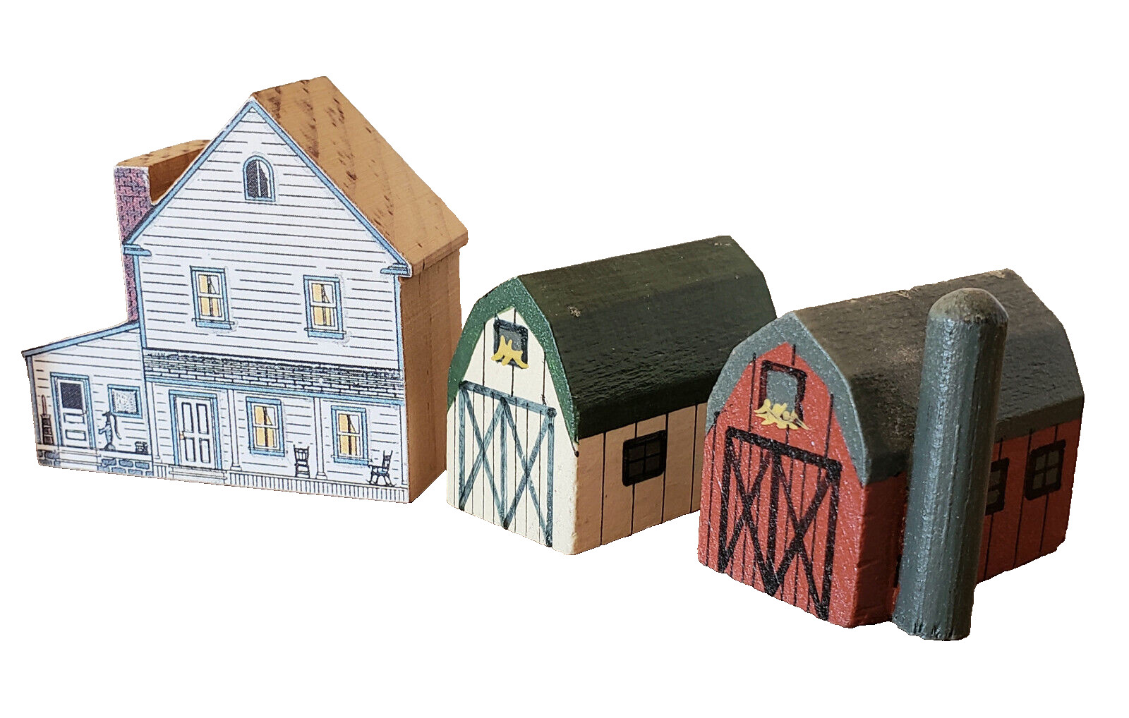 VINTAGE 6P Handmade House VILLAGE Wood CHRISTMAS Barn PUTZ Hartzell TINY #13