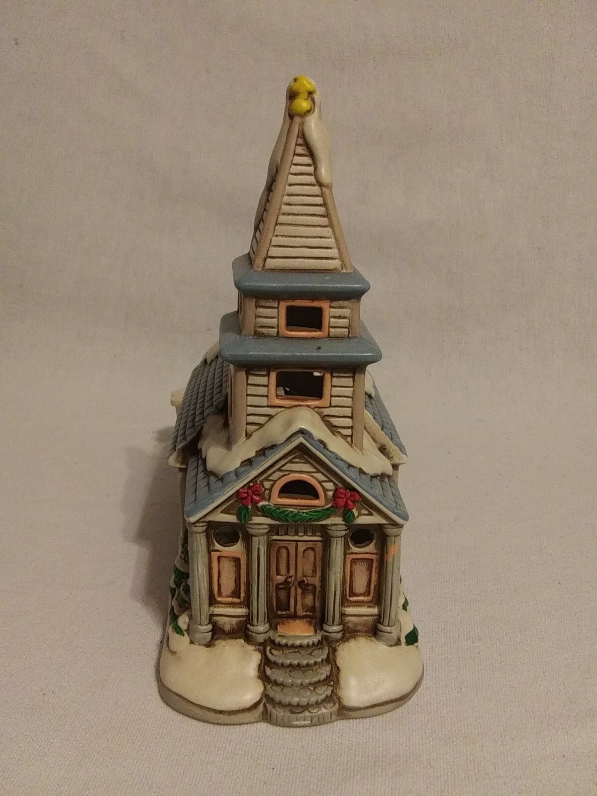 Vintage 1987 Lefton Signed Colonial Village Lighted Church #6333