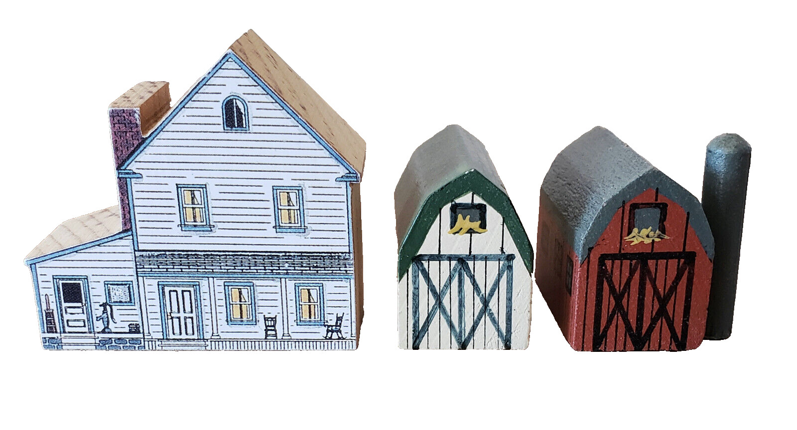 VINTAGE 6P Handmade House VILLAGE Wood CHRISTMAS Barn PUTZ Hartzell TINY #13