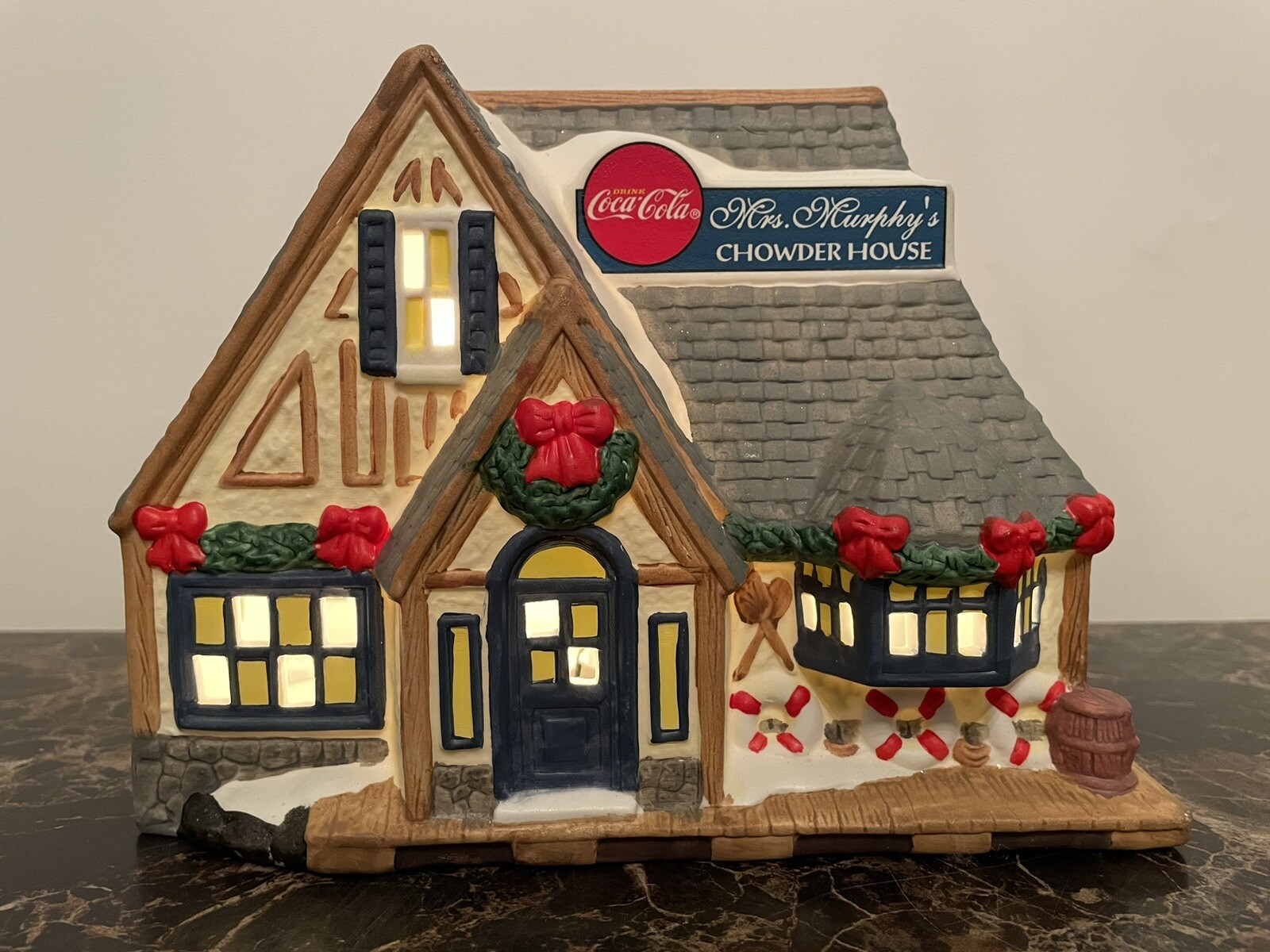 Vintage 1997 Christmas Village Coca Cola Mrs Murphys Chowder House