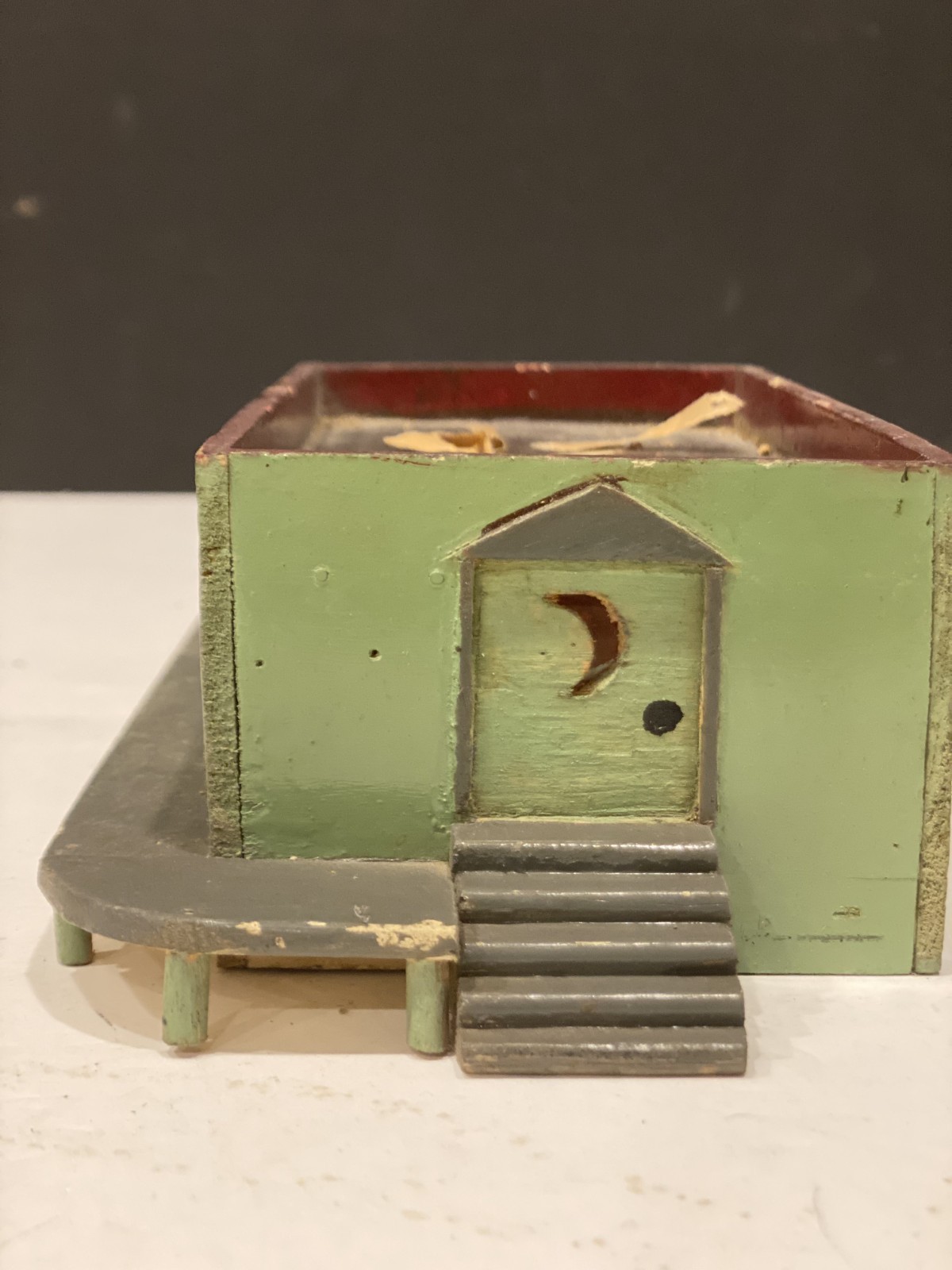 Antique Miniature Erzgebirge Putz Wooden Village House’s Farm Carved Animals