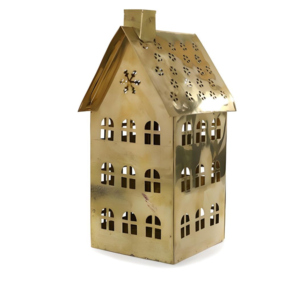 Cody Foster & Co Snowflake House Brass Tea Light Candle Holder