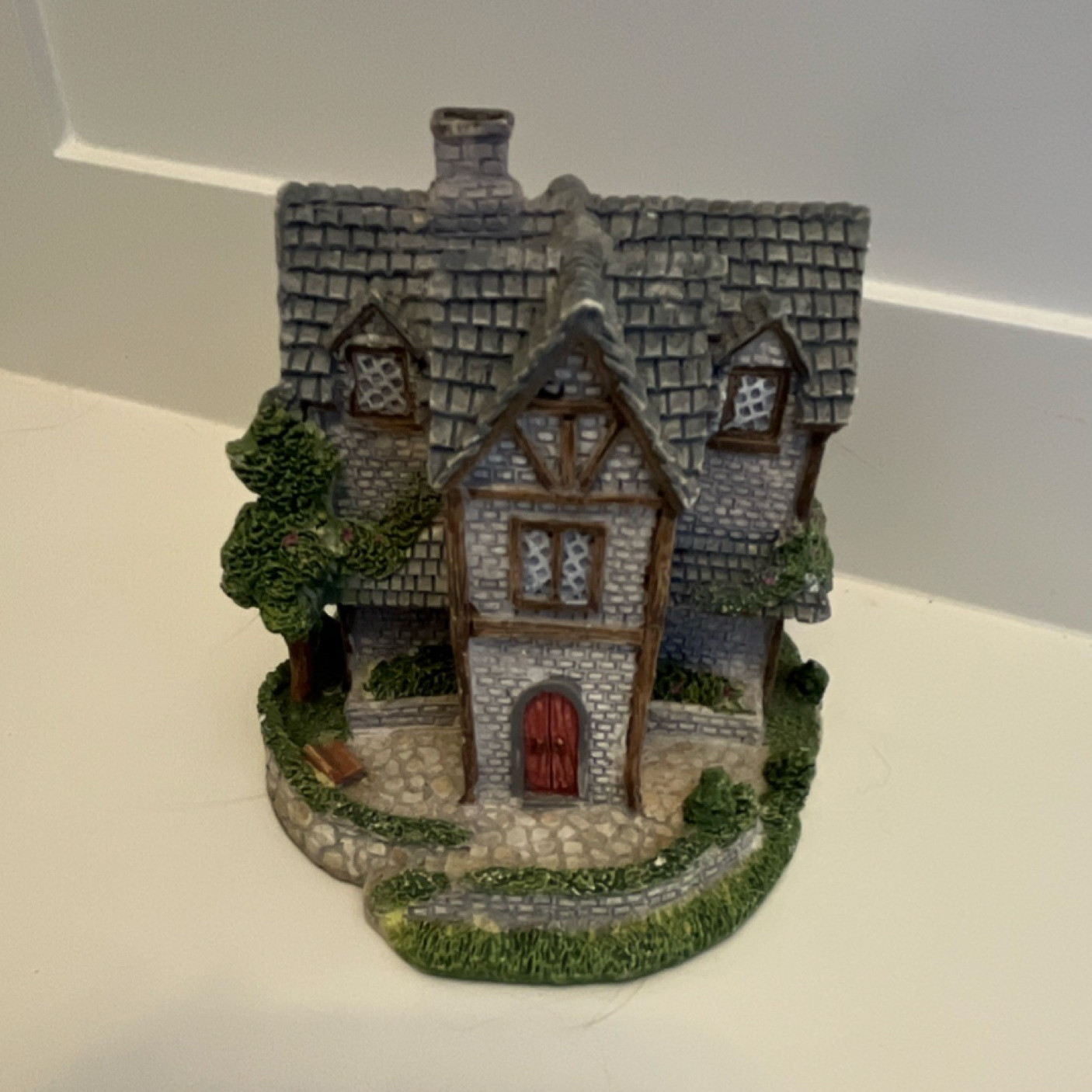 Hand Painted Resin Cottage House Figurine Multicolor Village Theme