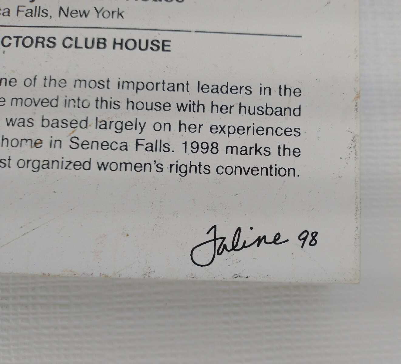 1998 The Cat’s Meow Elizabeth Cady Stanton House Collectors Club Faline 98