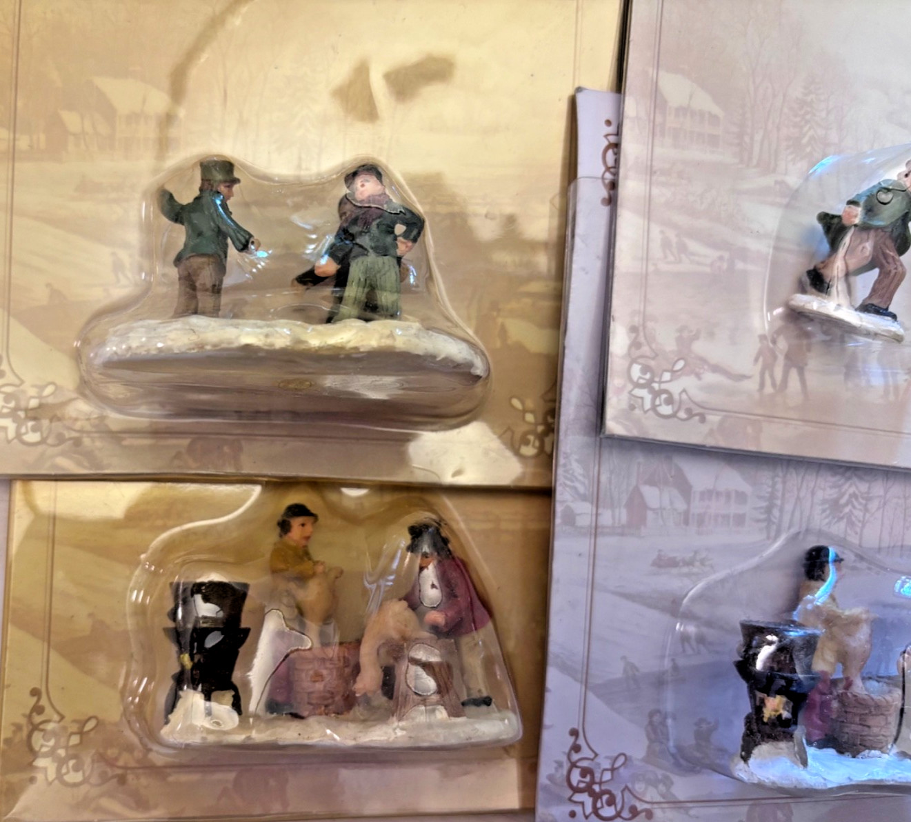 Christmas Village Figurine Lot Lemax Santas Workbench Currier Ives Holiday Time