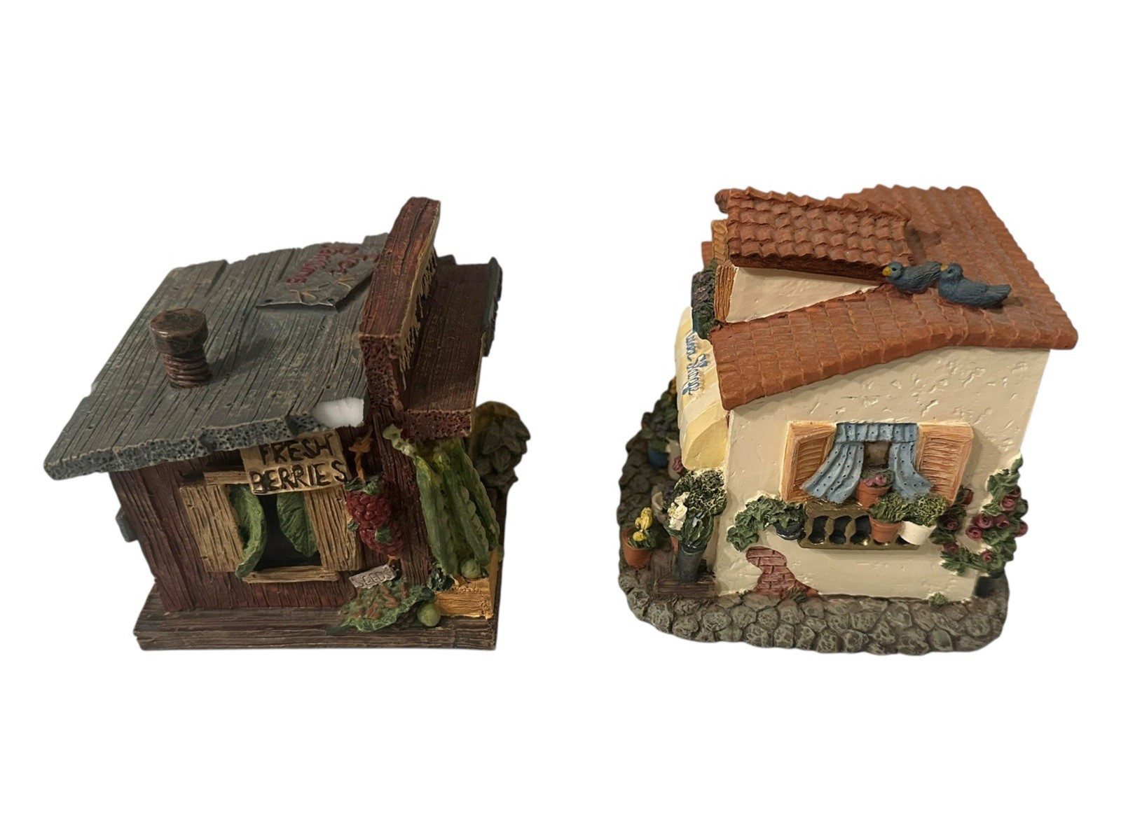 Flower Shop and Magpie Market Box FIGI Graphics 1997 Christmas Village Houses