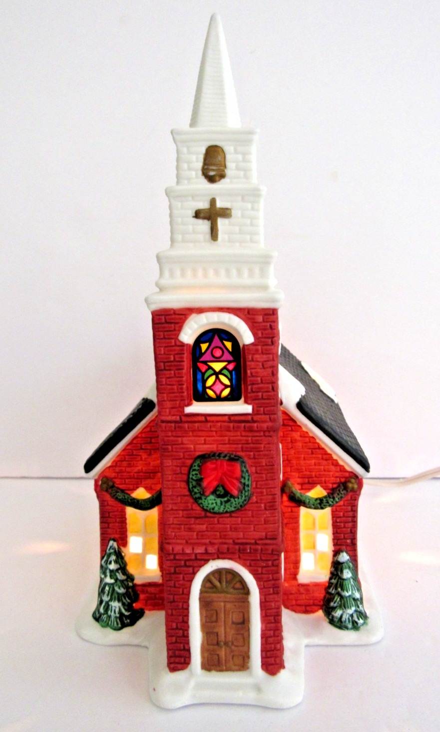 GALLERIA INC. “FINE PORCELAIN CHURCH” ~ (9″ TALL) ~ *** CHRISTMAS VILLAGE ***