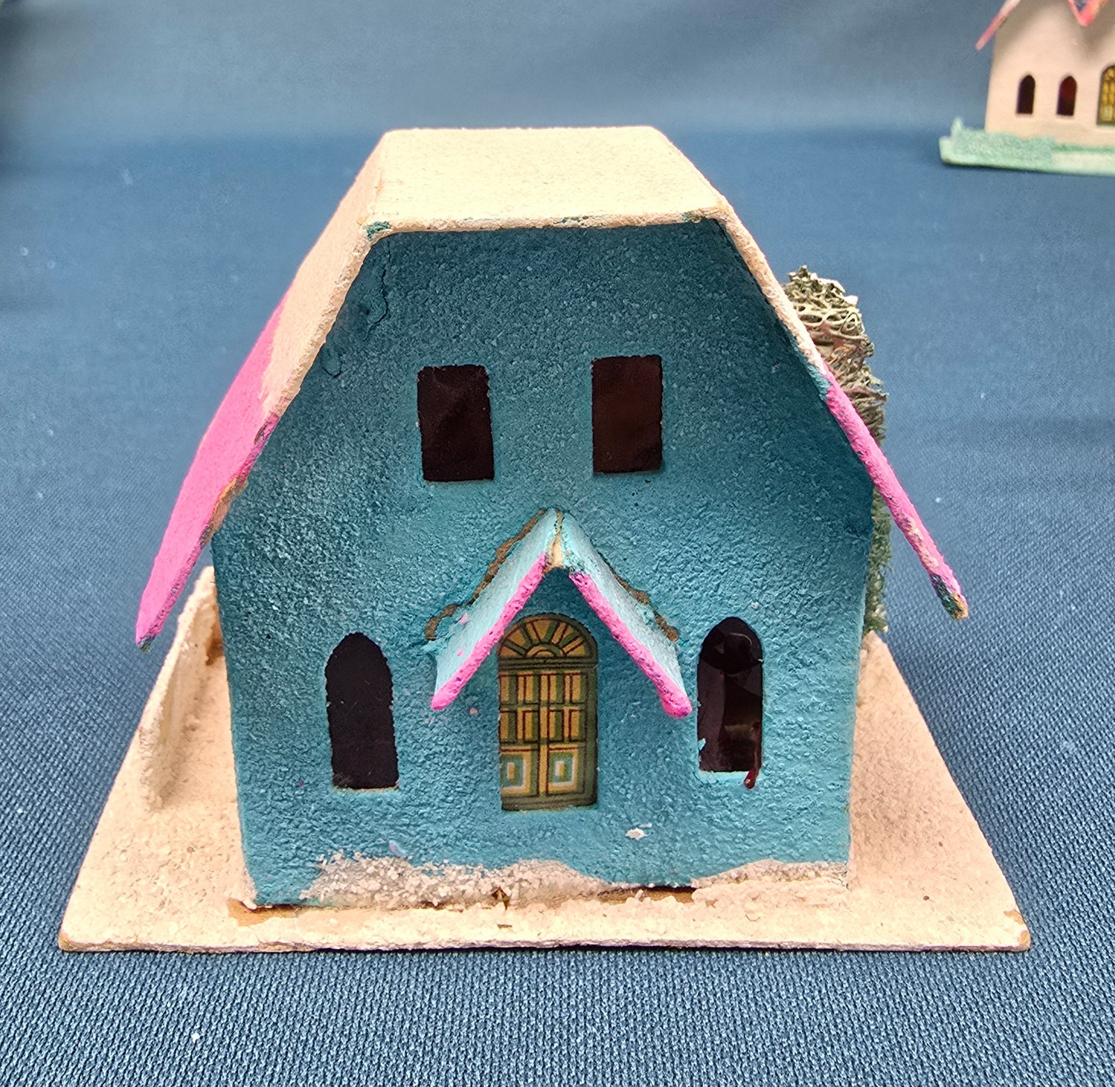 Vintage lot of 6 Putz Mica Christmas Houses Cardboard Made in Japan & Taiwan