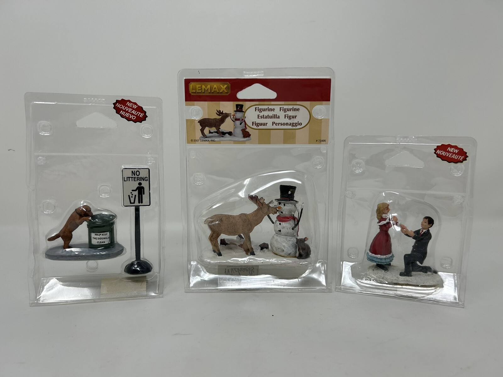 LEMAX Village Collection Lot of 3 Figurines Snack Time No Littering Engagement