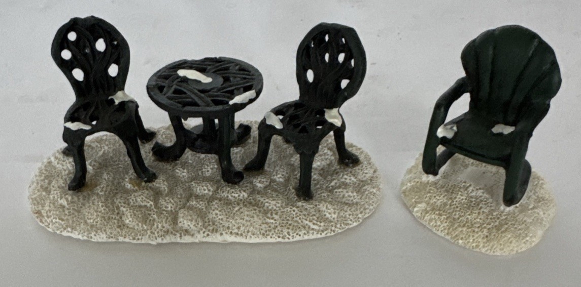 Christmas Village Chair Outside Furniture 2 Piece Set Accessories Vintage