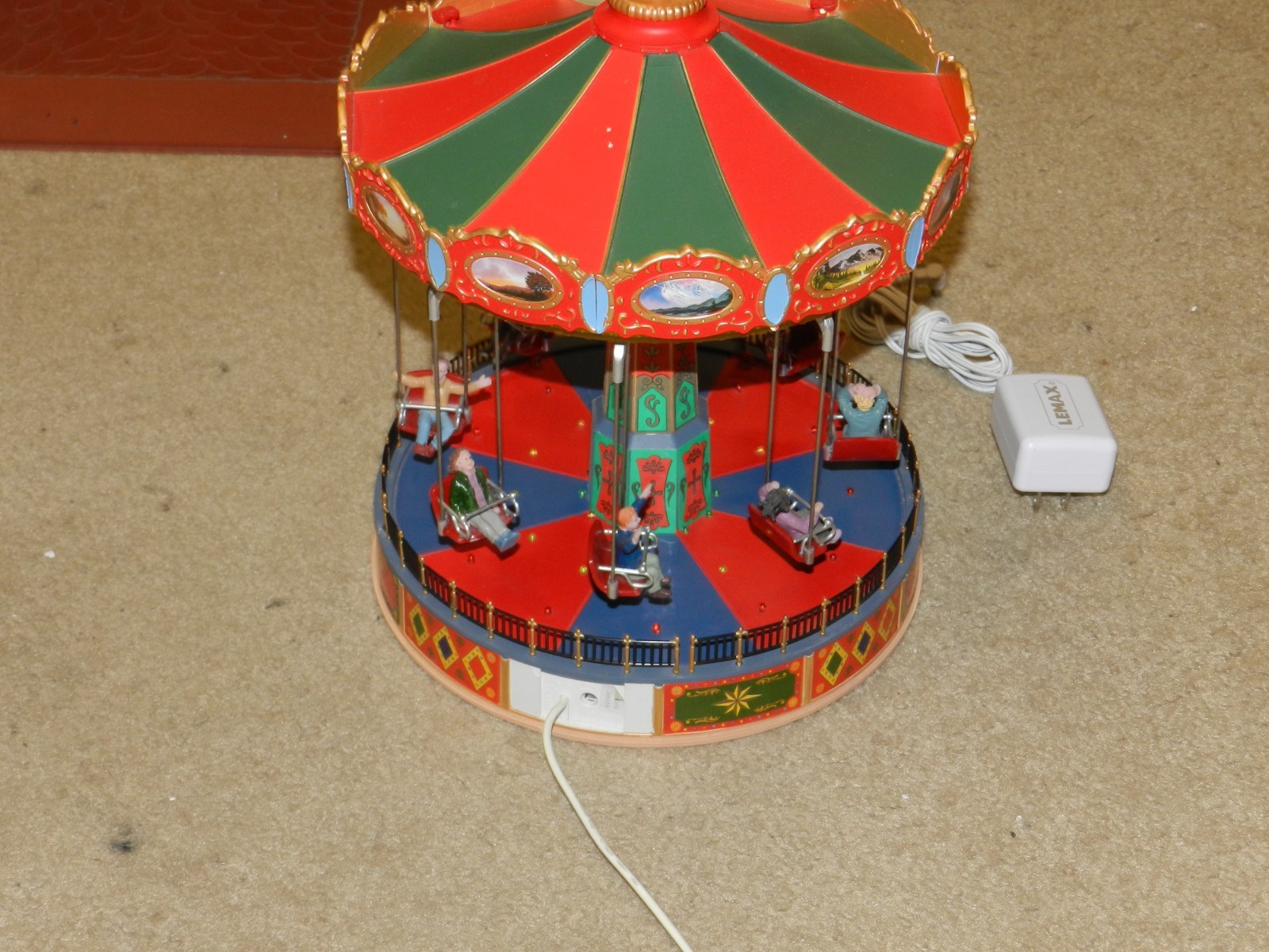 Lemax Sky Swing Carnival Carousel Ride Light & Sound Village Diorama TESTED WORK