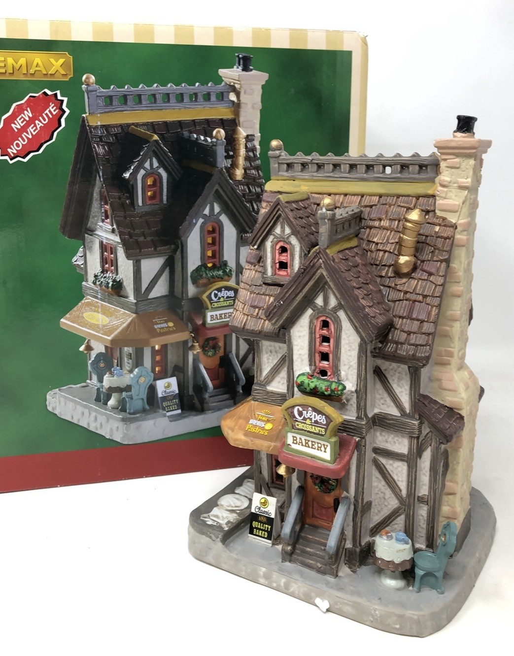 Lemax Crepes & Croissants Bakery #75252 Lighted Porcelain Building 2017 Retired