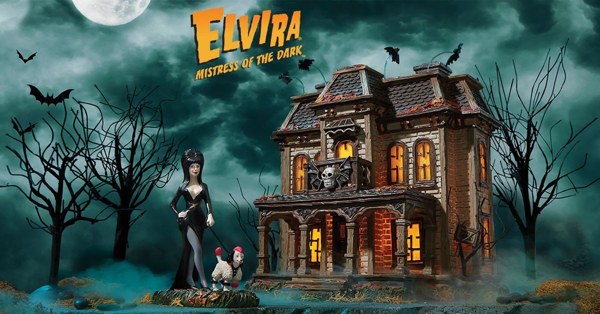 Dept 56 Lot of 2: ELVIRA’S HOUSE + WALKING GONK Elvira Mistress of The Dark New