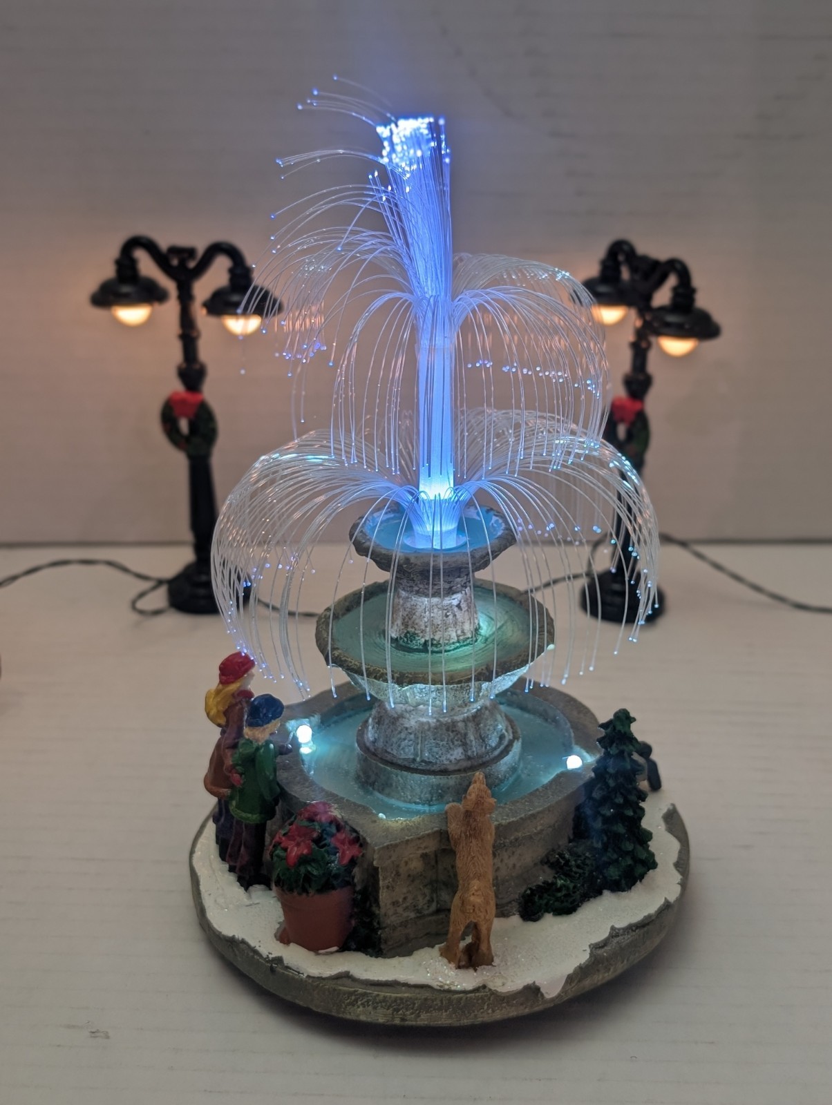 St Nicholas Square Illuminated “Light Up Fountain” Christmas Village & Lamps