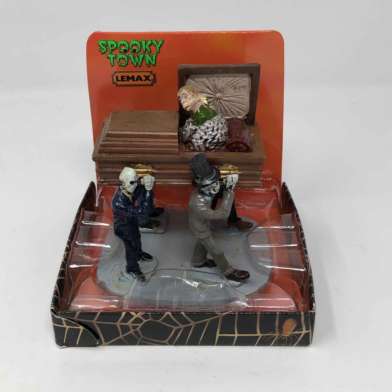 Lemax Spooky Town Early To Bed Halloween #03812 RETIRED Skeletons Casket Death